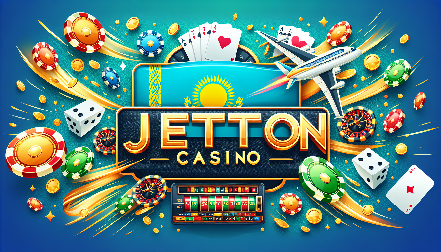 Логотип онлайн казино JetTon на синем фоне